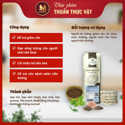[Vị Superfoods] - Bánh Gạo Lứt GUfoods 170g Mix Siêu Hạt Chia + Quinoa + Yến Mạch - Ăn Kiêng, Tập Gym, Thực Dưỡng, Ăn Vặt Healthy, Không Chiên Dầu