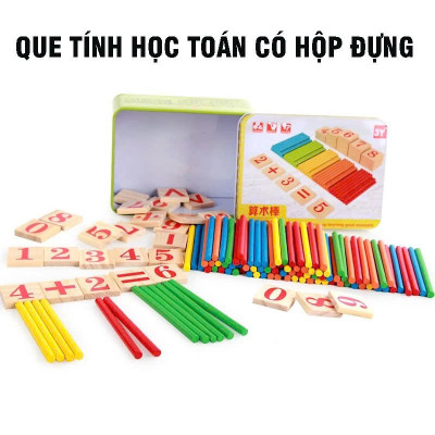 Đồ Chơi Gỗ Bộ 100 Que Tính Học Toán Cho Bé Kèm 2 Bộ Số Và Bộ Dấu