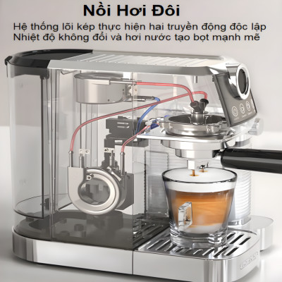 Máy pha cà phê Espresso bán tự động 3 trong 1 Thương hiệu HiBREW H13A Mỹ Với Công suất 1350W, Áp suất 20 bar - Bảo hành 12 tháng, Hàng Nhập Khẩu