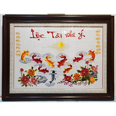 TRANH THÊU - LỘC TÀI NHƯ Ý -HẠC MẪU ĐƠN