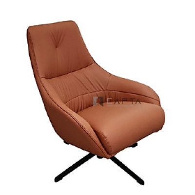 Ghế sofa đơn hiện đại màu cam đất CL1215-P Nội thất Capta Ghế sảnh chờ nệm da PU mềm màu cam đất cao cấp chân xoay thép sơn tĩnh điện màu đen