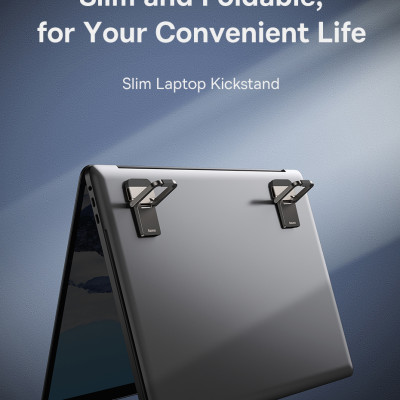 Giá đỡ, Chân đế đa năng nhỏ gọn cho Laptop/Mac-book Ba-se-us Slim Laptop Kickstand (Kim loại cao cấp, Xếp Gọn, Bộ 2 pcs) - Hàng chính hãng