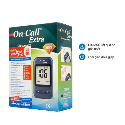 Máy Đo Đường Huyết On Call Extra Có Nhắc Nhở Đo, Đánh Dấu Trước & Sau Bữa Ăn - Chưa Có Que Thử
