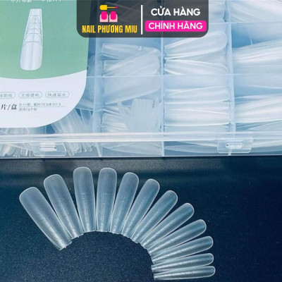 Hộp Móng Úp Chia Vạch Form Thang JNICE Tem Xanh 300 Móng Dài Cứng Cáp, Tem Vàng 240 Móng Dẻo Tệp Làm Nail Tiện Lợi Cắt Dũa Dễ Dàng Nữ Women