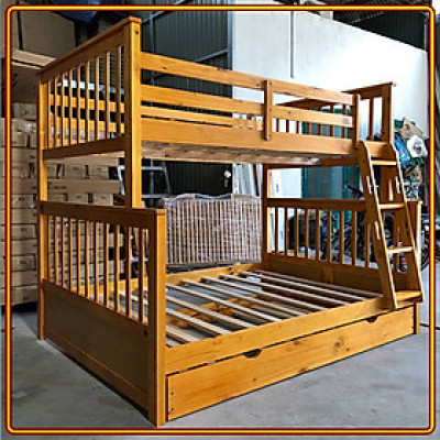 Giường 3 tầng màu vàng Tundo trên 1m2 dưới 1m4