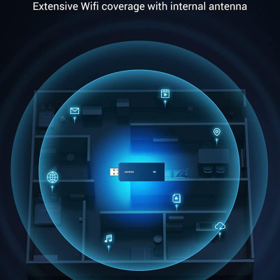 Ugreen UG90340CM499TK AX1800 USB wifi tích hợp băng tần kép Wi-Fi 6 - HÀNG CHÍNH HÃNG