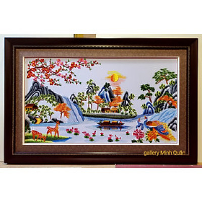 TRANH THÊU- ĐÓN TÀI LỘC - TRANH TREO PHONG THỦY