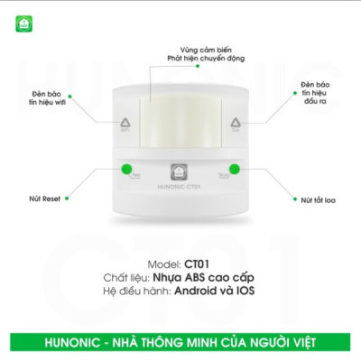 Thiết bị Hunonic CT01 chống trộm và báo khách đa năng - Hàng chính hãng