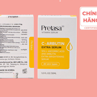 Serum Sáng da mờ thâm PRETASA vitamin C Arbutin Extra Serum - Hàng Chính Hãng