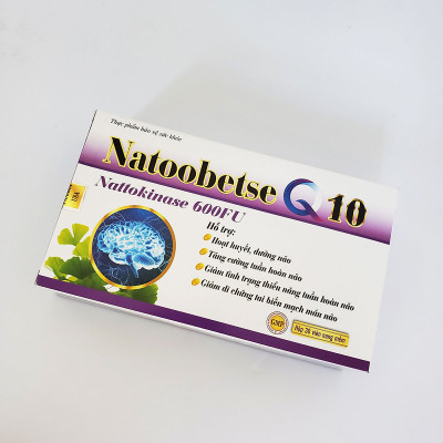 Combo 2 Hộp Hoạt huyết dưỡng não Natoobetse Q10 HDPHARMA cao bạch quả - nattokinase giảm đau đầu - chóng mặt - Hộp 30 viên