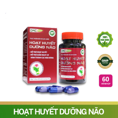 Viên Uống Bổ Não HOẠT HUYẾT DƯỠNG NÃO Domesco Hộp 60 Viên - Hỗ Trợ Tăng Cường Tuần Hoàn Máu Não, Cải Thiện Trí Nhớ, Ngăn Ngừa Hình Thành Cục Máu Đông, Giảm Đau Đầu, Hoa Mắt, Chóng Mặt