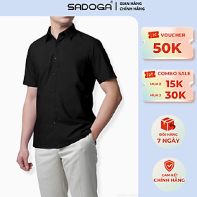 Áo Sơ Mi Nam Thoáng Mát Sadogaa Ngắn Tay Dáng Regular Fit, forn áo đẹp, chất liệu cao cấp T9002