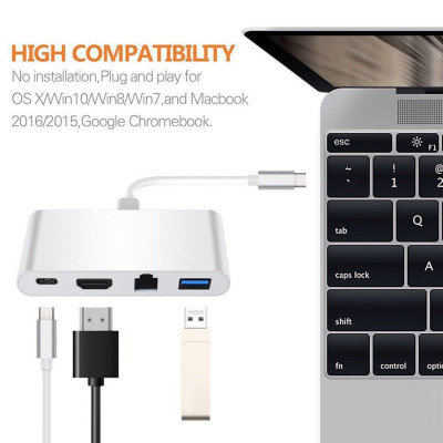 Cáp Chuyển Đổi USB Type C Sang HDMI, Hub USB Và Cổng Lan - Hàng Nhập Khẩu