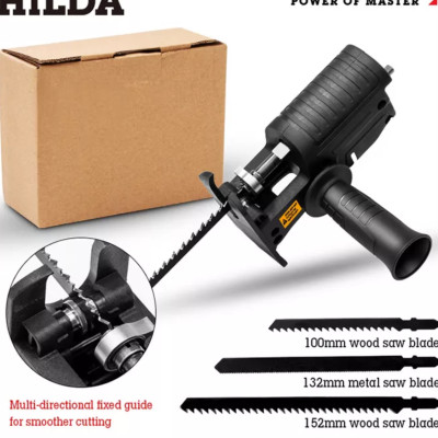 ĐẦU CHUYỂN ĐỔI MÁY KHOAN THÀNH MÁY CƯA CẦM TAY ĐA NĂNG TẶNG 3 LƯỠI CƯA TIỆN DỤNG MẪU MỚI HÀNG CHẤT LƯỢNG