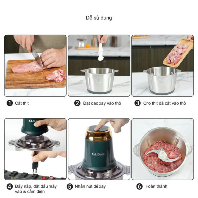 Máy xay thịt Gali GL-1920A Dung tích 2 Lít, Motor 100% bằng đồng, có 2 tốc độ xay. Hàng chính hãng chất lượng cao, bảo hành 24 tháng