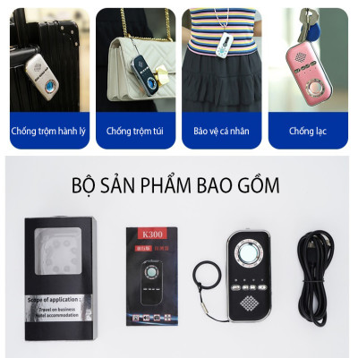 Máy Dò Camera Quay Trộm, Còi Báo Động Chống Trộm Cao Cấp K300 - Hàng Nhập Khẩu