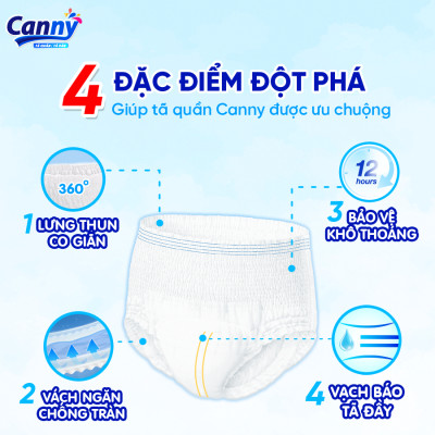 Combo 3 gói Tã/Bỉm Quần Người Lớn, Người Già Canny Siêu Mềm Mại, Siêu Thấm, Kháng Khuẩn XL7 (7 miếng)