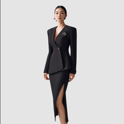 Set áo vest nữ dáng ôm tôn dáng & chân váy bút chì xẻ KELSEY thiết kế cao cấp WHITE CHIC