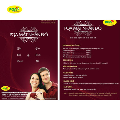 Mật Nhân PQA Giúp Bồi Bổ Sức Khỏe, Hỗ Trợ Tăng Cường Sinh Lực, Sinh Lý Nam Và Mạnh Gân Cốt Hộp 150 Viên