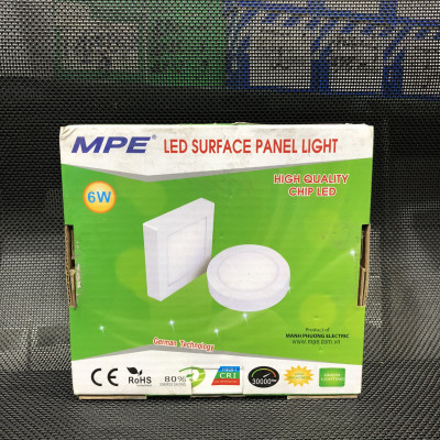 Đèn led panel ốp trần nổi vuông công suất 6W MPE (2 loại ánh sáng trắng và vàng)