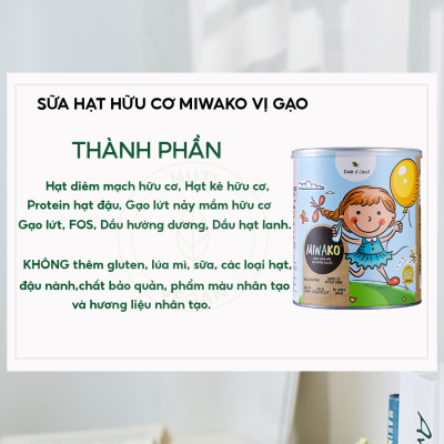Combo 2 Hộp Sữa Miwako A+ Vị Vani & Vị Gạo Hộp 400g Nhập Khẩu Malaysia, Sữa Hạt Hữu Cơ Cho Bé Từ 1 Tuổi Dị Ứng Đạm Bò Chậm Nói Giúp Phát Triển Trí Não Chiều Cao