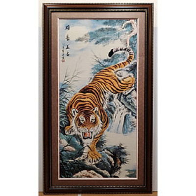 Tranh thảm dệt -Hổ hạ sơn 