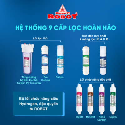 Máy Lọc Nước RO Hydrogen Kiềm Chức Năng Nóng Thông Minh Lạnh ROBOT HydroElite-9 - Hàng Chính Hãng 