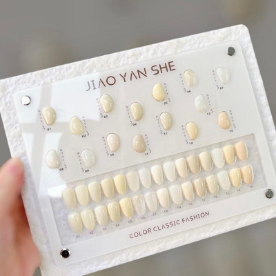 Set Sơn Gel Jiao Yan She Trắng Kem 15 Màu Làm Nail, Sơn Gel Trắng Nước Gạo, Sữa Chua, Thạch Đục Bền Màu, Tặng Bảng Màu Mica Cao Cấp Nữ Women