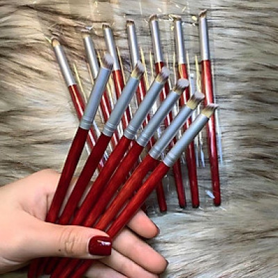 Cọ Ombre Đầu Tròn Cán Gỗ Đỏ Đầu Xiên, Lông Mềm, Dề Cầm, Dễ Tán Màu, Cọ Dặm Omber Chuyên Dụng Làm Móng Nail Phương Miu Cosmetic Nữ Trang Điểm