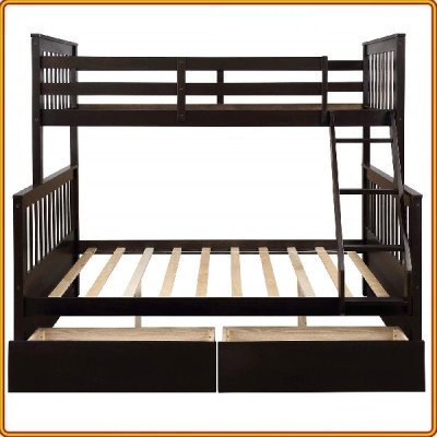 Giường 2 tầng Tundo màu nâu kèm 2 hộc kéo 1m/1m4