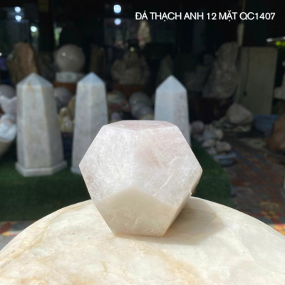 Đá thạch anh 12 mặt NHASAN QC1407 giúp tăng cường sự tập trung - nặng 660gr, đường kính 8.6cm