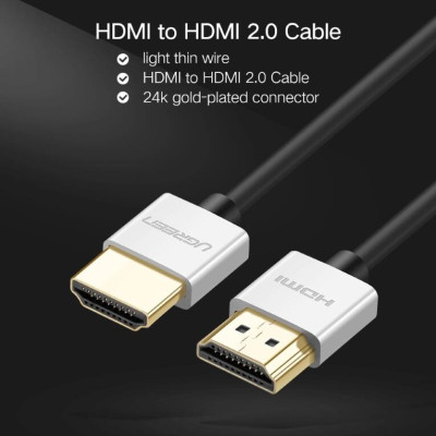Ugreen UG30477HD117TK 1.5M màu Bạc Cáp tín hiệu HDMI chuẩn 2.0 sợi siêu nhỏ cao cấp - HÀNG CHÍNH HÃNG