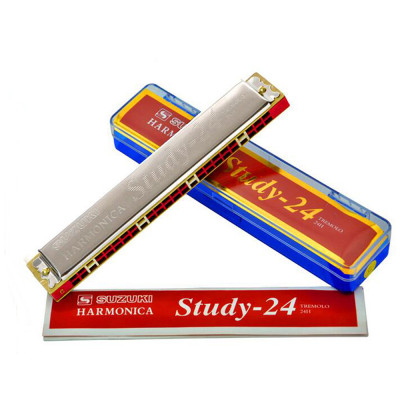 Kèn Harmonica Tremolo Suzuki Study 24 Lỗ (Key C 24 Holes) kèm Kèn Kazoo DreamMaker