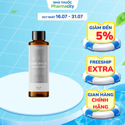 DrCeutics Dung Dịch Tẩy Da Chết Nền Cồn Basic BHA 2% In Alcohol 100ml/Chai