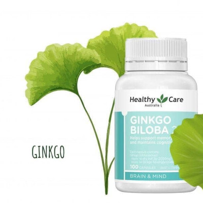 Viên Uống Healthy Care Ginkgo Biloba 2000mg hộp 100 viên, Hỗ trợ các vấn đề tuần hoàn não, Cải Thiện Trí Nhớ, lưu thông máu, Tăng khả năng nhận thức