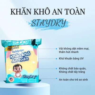 Khăn khô an toàn StayDry 900gr tặng khăn ướt 100 tờ