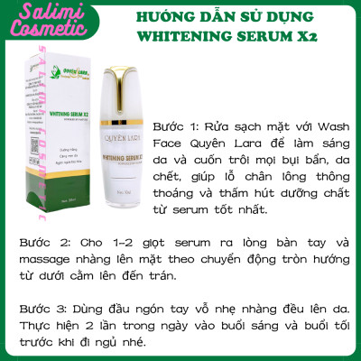 Serum Tái Tạo Da WHITERNING SERUM X2 Quyên Lara 30ml, Giúp Dưỡng Trắng Da, Căng Mịn Da, Giữ Ẩm, Ngăn Ngừa Lão Hóa, Phục Hồi Cấu Trúc Da