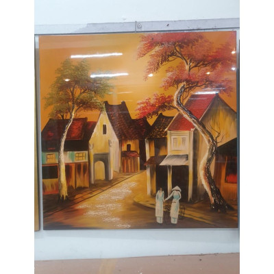 Tranh sơn mài cao cấp Thanh Bình Lê size 60x60 cm treo tường, trang trí nhà cửa, văn phòng, quà tặng tân gia, tặng dịp L