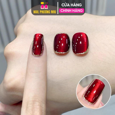Sơn Gel Mắt Mèo Kim Cương Đỏ CR Cao Cấp 15ml Nhũ Tuyết Siêu Mịn CR01 Làm Nail Ánh Mắt Mèo màu Đỏ đô 9D Dùng Nam Châm Hút Siêu Sáng