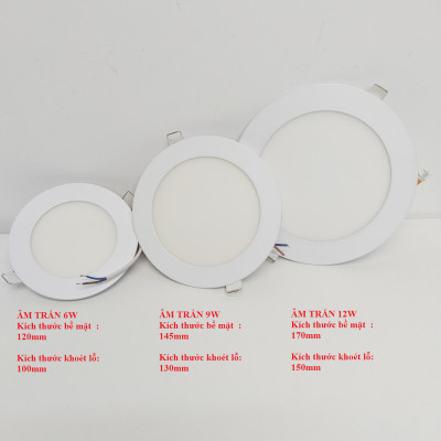 Đèn Led âm trần Tròn Siêu Mỏng Công Suất 6W/9W/12W/18W ánh sáng Trắng, Trung Tính, Vàng có nguồn sẵn- hàng chính hãng, bảo hành 2 năm 