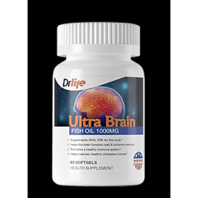 Viên uống bổ não Ultra Brain, chứa DHA và EPA từ dầu cá, tốt cho não, mắt, da và giảm cholesterol - Drlife