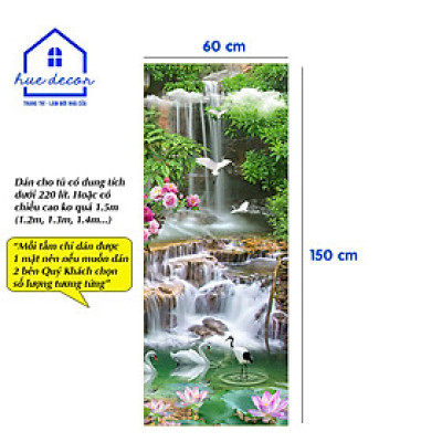 Decal dán tủ lạnh mẫu thác nước - Chất liệu chống nước, phù hợp với mọi loại tủ