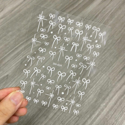 Miếng Dán Móng Tay Hình Nơ Trắng Đen Làm Nail Siêu Xinh, Sticker Nơ Trang Trí Móng Tay Chân 3D Dễ Thương, Nghệ Thuật Nữ Women