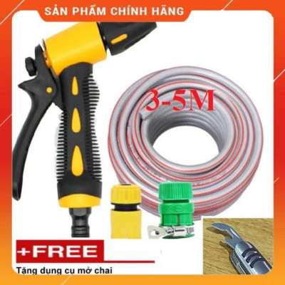 ️ Bộ dây vòi xịt nước rửa xe, tưới cây , tăng áp 3 lần, loại 3m, 5m 206319P cút sập,nối vàng+ mở chai