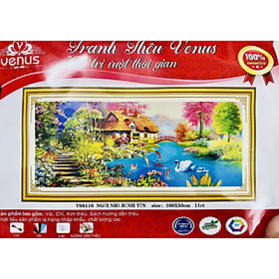 Tranh thêu kín Phong cảnh bình yên hạnh phúc vs8110, 100x50 cm