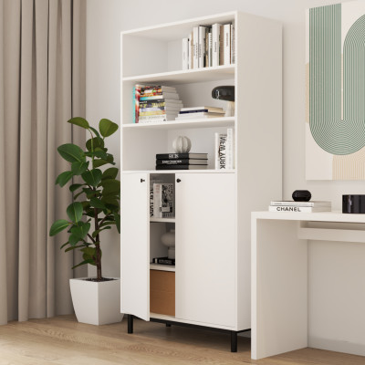 [Happy Home Furniture] CATY , Kệ sách 6 tầng 2 cửa mở - chân sắt ,  90cm x 40cm x 180cm (DxRxC), KSA_016