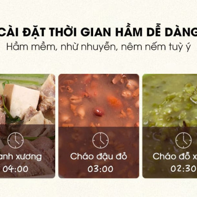 Nồi Ninh, Hấp, Nấu Cháo, Nấu Đồ Ăn Dặm Cho Bé 6 Trong 1 BEAR SUBE002 Có Lồng Hấp Dung Tích 1.6L Công Suất 200W - Hàng Chính Hãng - Hàng Chính Hãng