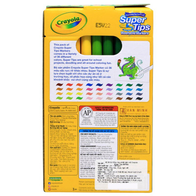 Hộp 36 Bút Lông Màu Rửa Được - Phiên Bản Mới Super Tips - Crayola 587506
