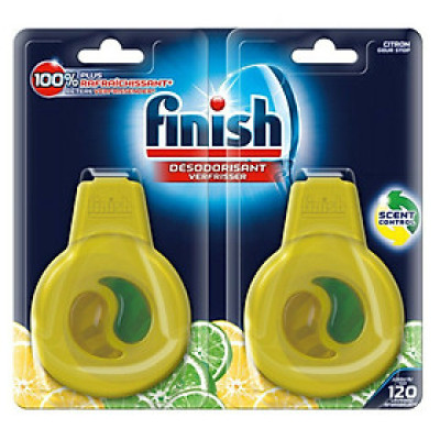 Combo 2 miếng Tinh dầu treo khử mùi máy rửa chén Finish Dishwasher Freshener Lemon
