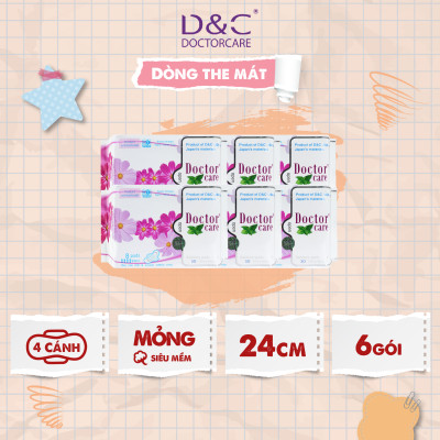 Combo 6 Băng vệ sinh thảo dược Doctor Care, BVS ban ngày 24cm siêu khô thoáng cả ngày dài